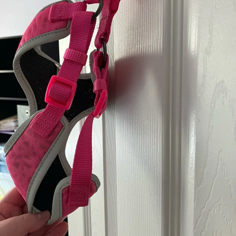 Pink Gray Geometric Mesh Dog Harness